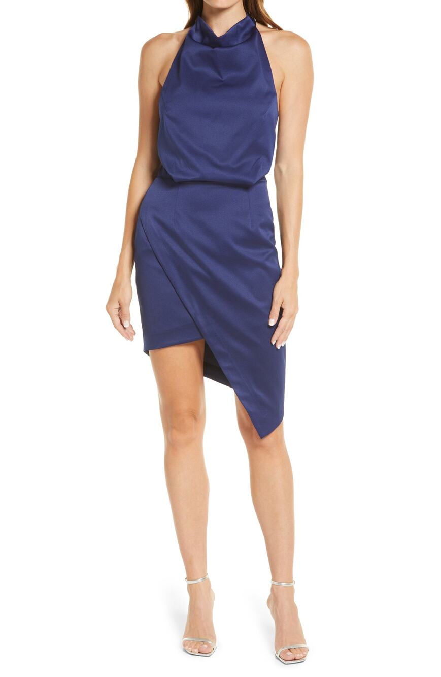 Elliatt Asymmetric Navy Camo Cocktail Dress Size M